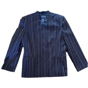 Sag Harbor Suit Jacket Blazer Black With Stripes Size 16